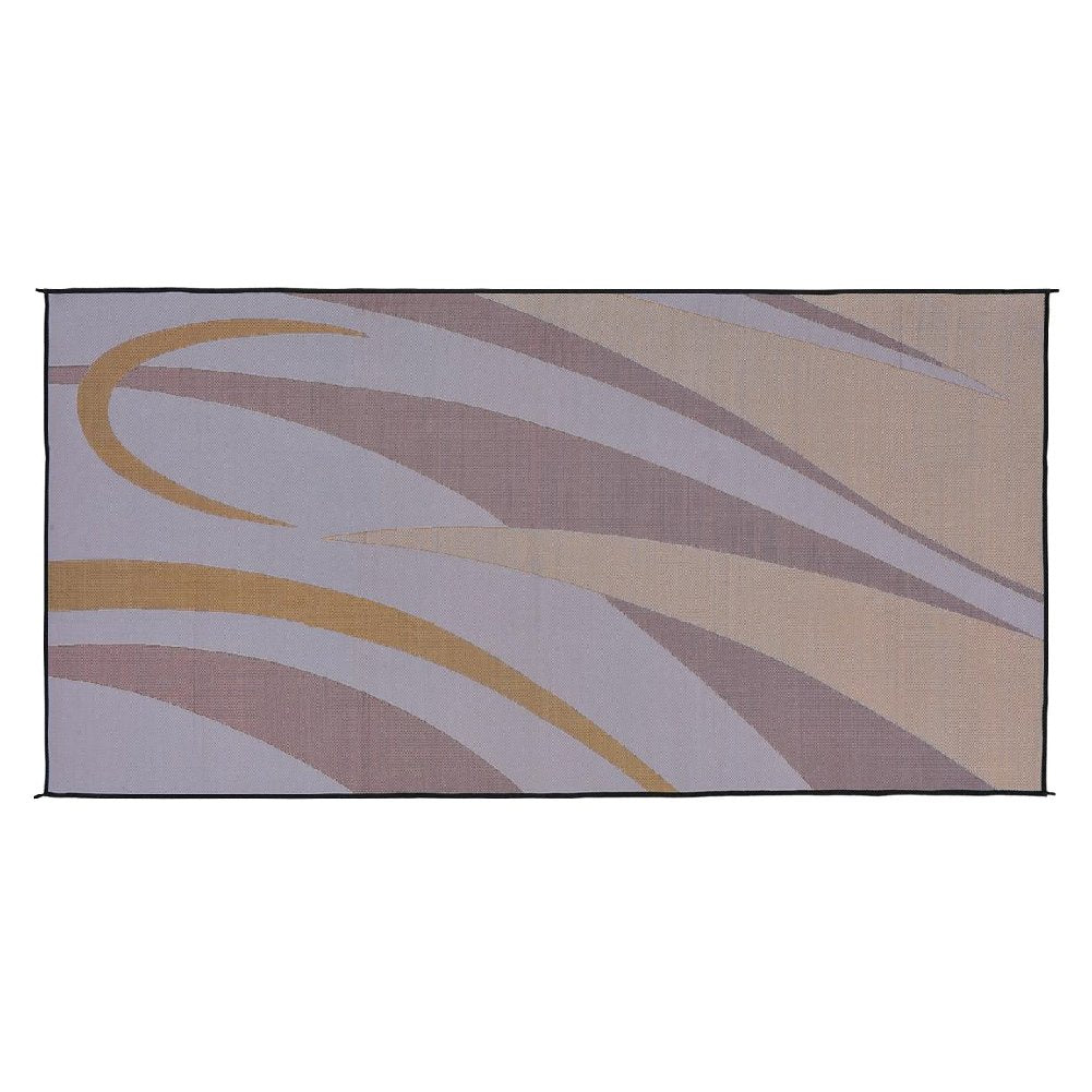 Ming'S Mark Gb7 Stylish Camping Reversible Graphic Patio Mat - 8' X 16', Brown/Gold