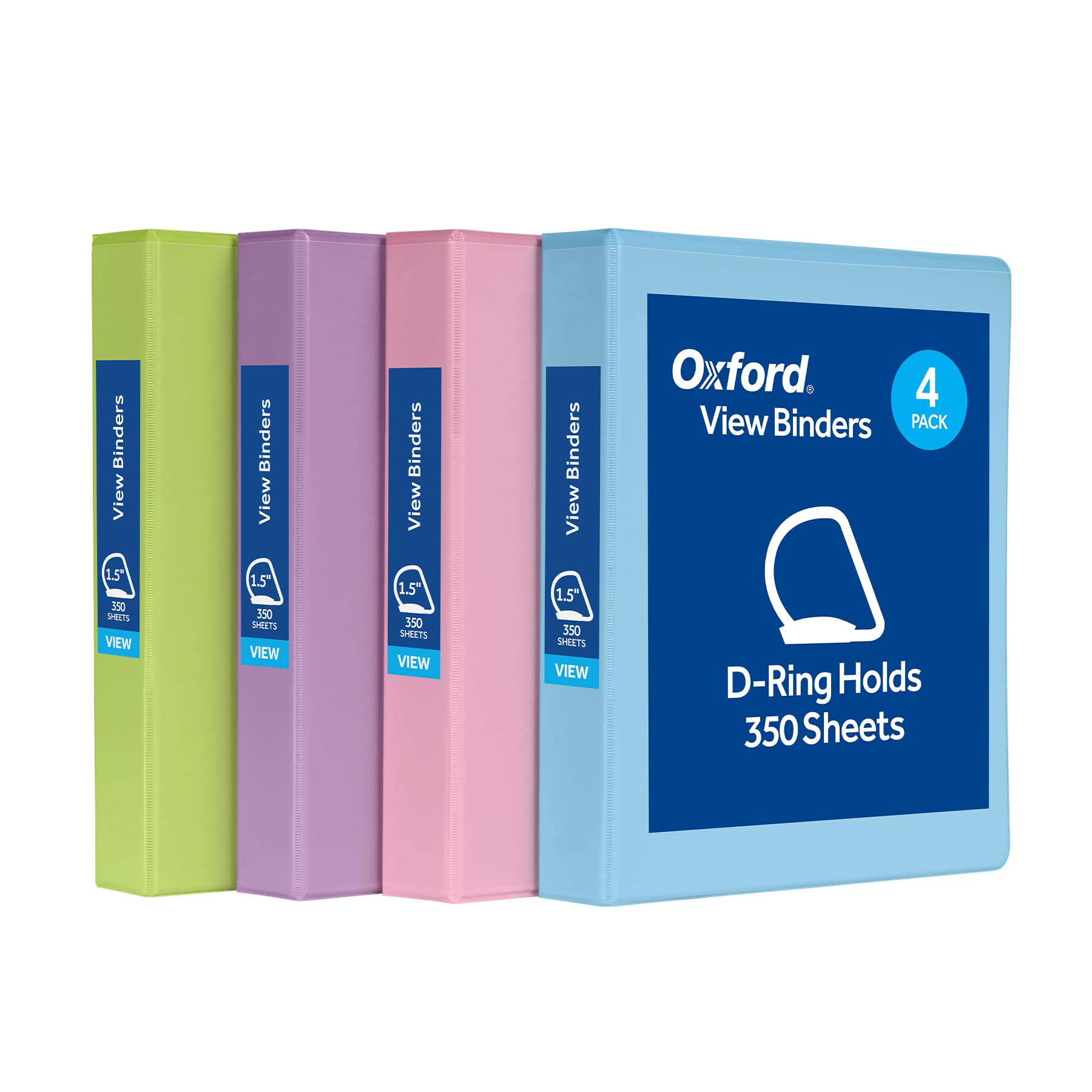 Oxford 3 Ring Binders, Binders For School And Office, 1.5 Inch, Slant D Rings, 375 Sheet Capacity, Clearvue Presentation, Non-St
