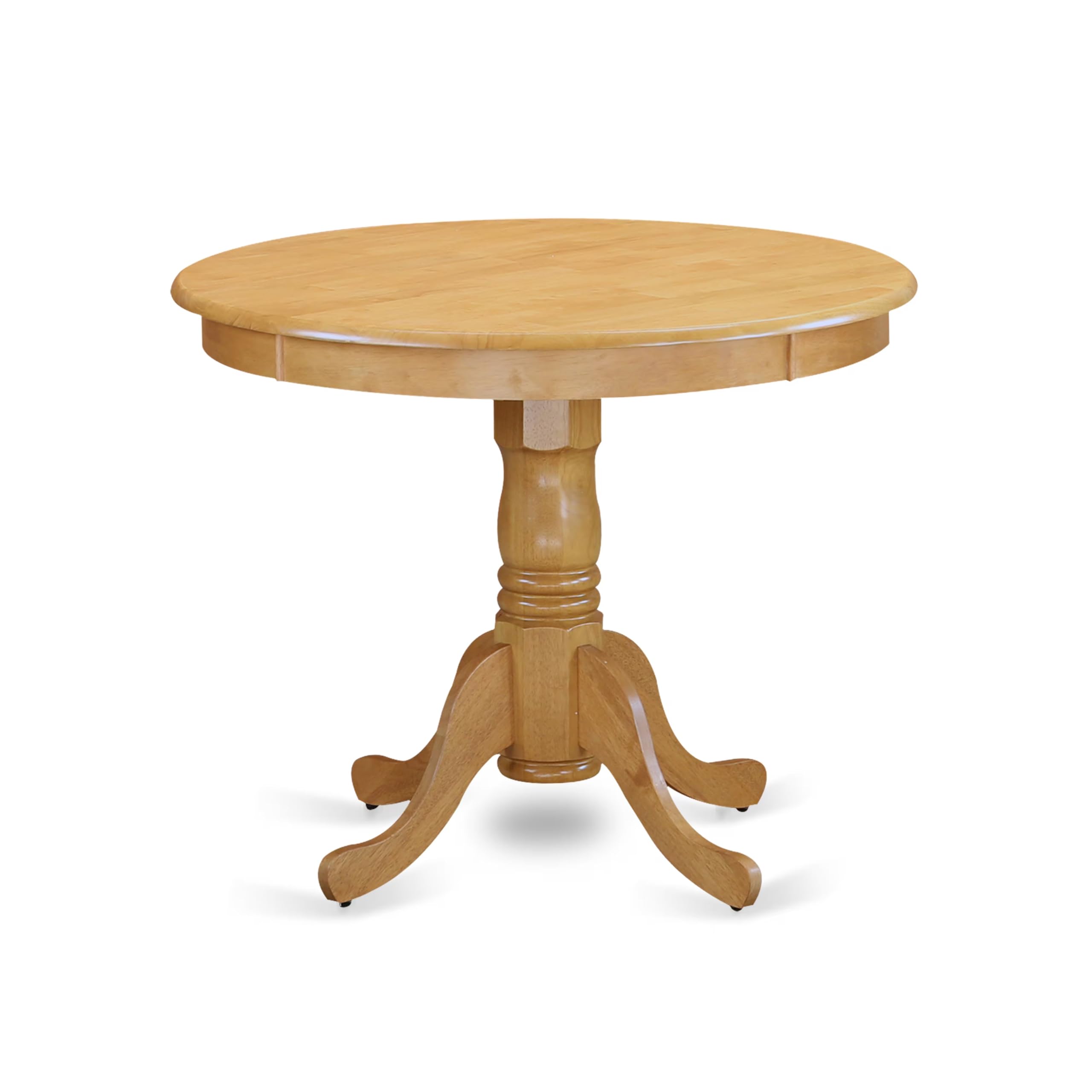 East West Furniture ANVA3-OAK-C 3 Piece Kitchen Table Set for Small Spaces Contains a Round Dining Room Table with Pedestal and 2 Linen Fabric Upholstered Chairs, 36x36 Inch, Oak