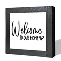 Welcome Sign, Freestanding Wooden Box Sign for Home Entryway, Farmhouse Front Door & Porch Decor, Housewarming Tabletop Welcome 