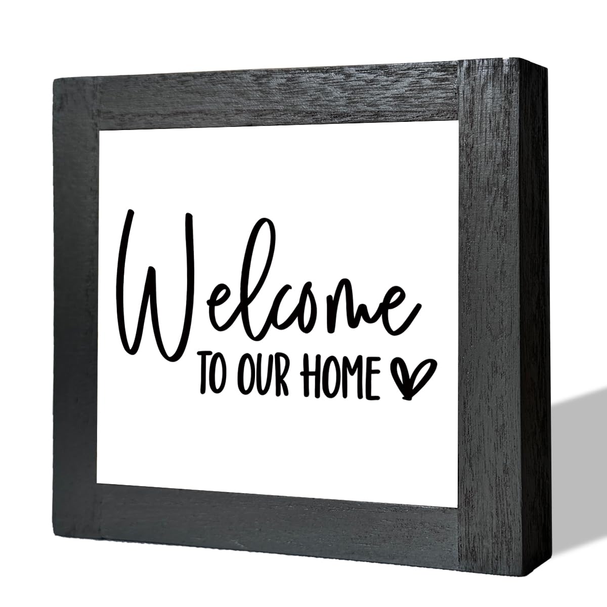 Welcome Sign, Freestanding Wooden Box Sign for Home Entryway, Farmhouse Front Door & Porch Decor, Housewarming Tabletop Welcome 