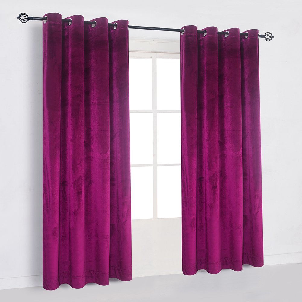 Cherry Home Super Soft Luxury Velvet Fushcia Room Darkening Light Blocking Drapes Curtain Panel Drapery 52 Inch Wide By 72 Inch
