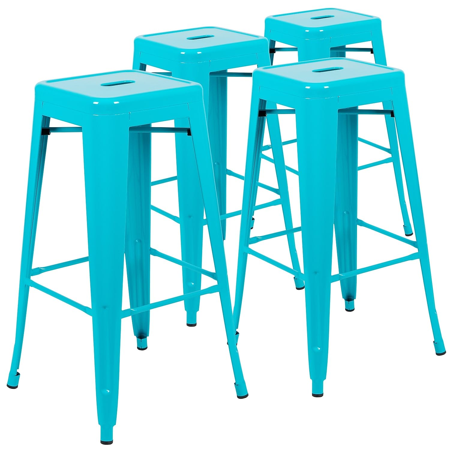 30 High Metal Indoor Bar Stool in Teal - Stackable Set of 4
