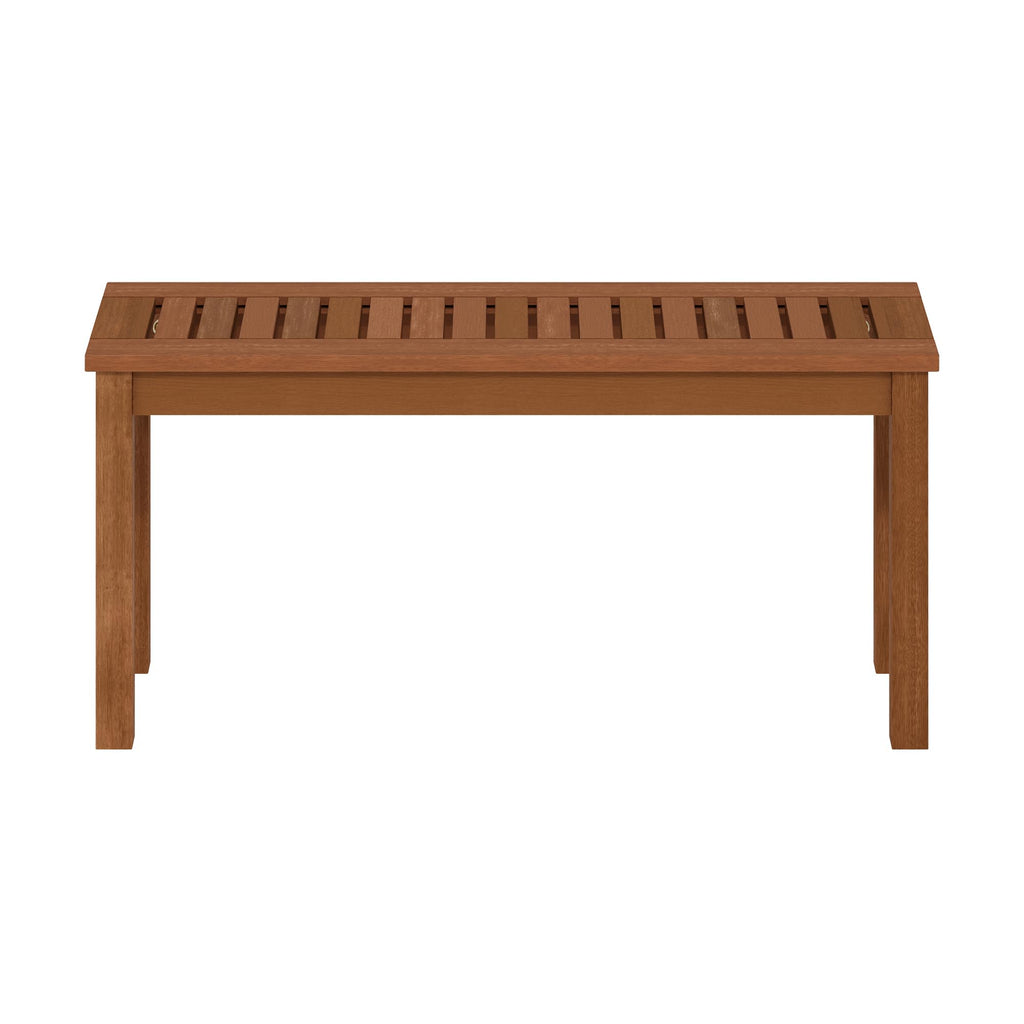 Furinno Tioman Hardwood Outdoor Backless Country Stool Bench in Teak Oil, Natural