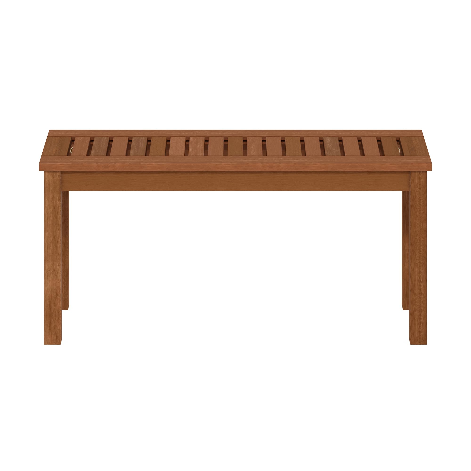 Furinno Tioman Hardwood Outdoor Backless Country Stool Bench in Teak Oil, Natural