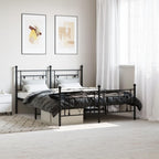 vidaXL 10'' Metal Queen Bed Frames with Headboard and Footboard, Platform Bed Frame with Strong Metal Slats Support, Under Bed Storage, Noise Free, Black, Without Mattress