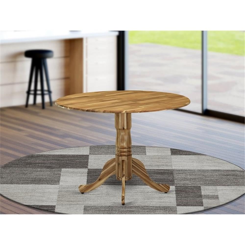 East West Furniture Dlt-Ana-Tp Dublin Modern Dining Table - A Round Kitchen Table Top With Dropleaf & Pedestal Base, 42X42 Inch, Natural