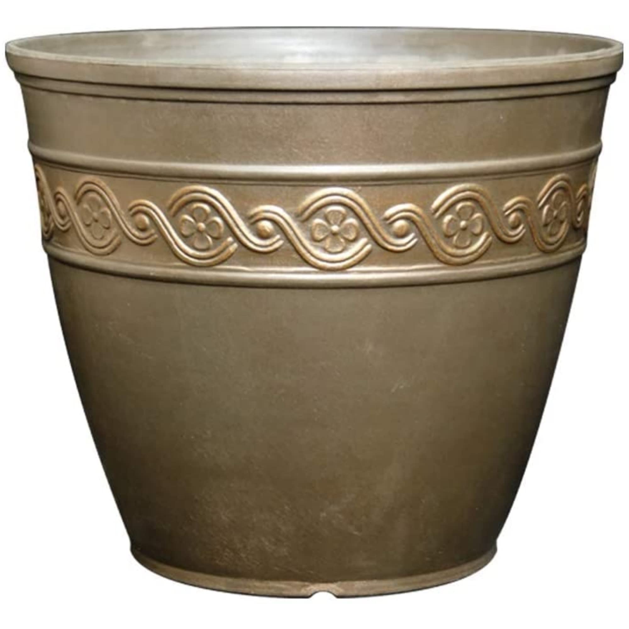 Classic Home And Garden Corinthian Resin Flower Pot Planter, Bronze, 13'