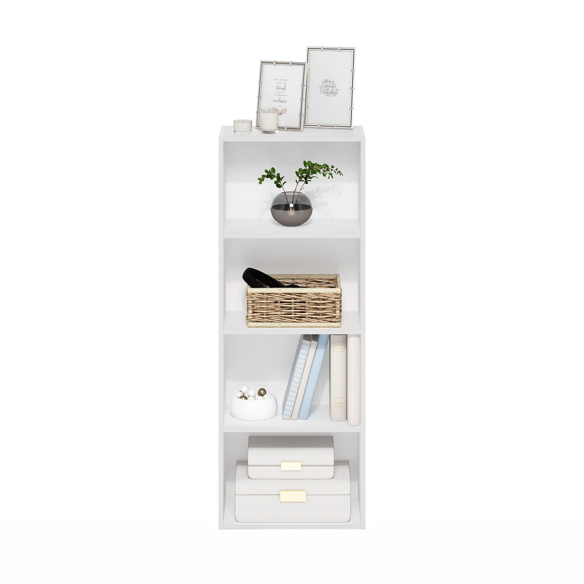 Furinno Luder Bookcase / Book / Storage, 4-Tier, White