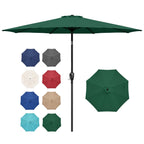 Simple Deluxe 9Ft Outdoor Patio Umbrella Table Market Umbrella With Push Button Tilt And Crank, 8 Sturdy Ribs, Uv Protection Waterproof For Garden, Lawn, Deck, Backyard, Pool, Green