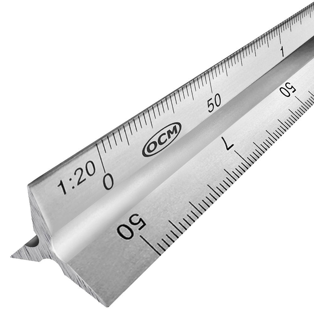 Ocm Metric Triangular Engineer Scale Ruler (Proffessional Grade Solid Aluminum) 30 Centimeters Metric Engineering Architectural