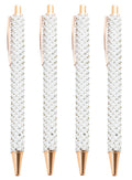 Xccj 4 Pcs White Pearl Pens Rhinestone Metal Ballpoint Pens Sparkly Crystal Pens Black Ink For Women Girls Office School Supplie