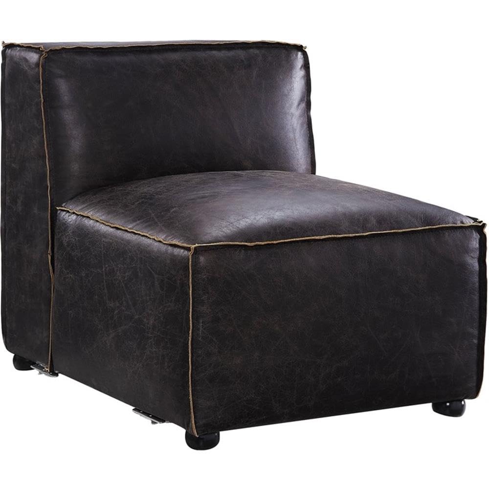 Acme Birdie Top Grain Leather Upholstery Modular Armless Chair in Antique Slate