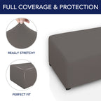 Purefit Super Stretch Soft Form Fit Ottoman Cover Rectangle - Ottoman Slipcovers For Foot Stool & Folding Storage Furniture For Living Room With Nonslip Elastic Bottom (Medium, Taupe)