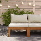 SKM Sectional Middle Sofa with Cream White Cushion Acacia Wood