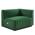 Modway Conjure Modern Channel Tufted Velvet Right-Arm Chair in Emerald Green