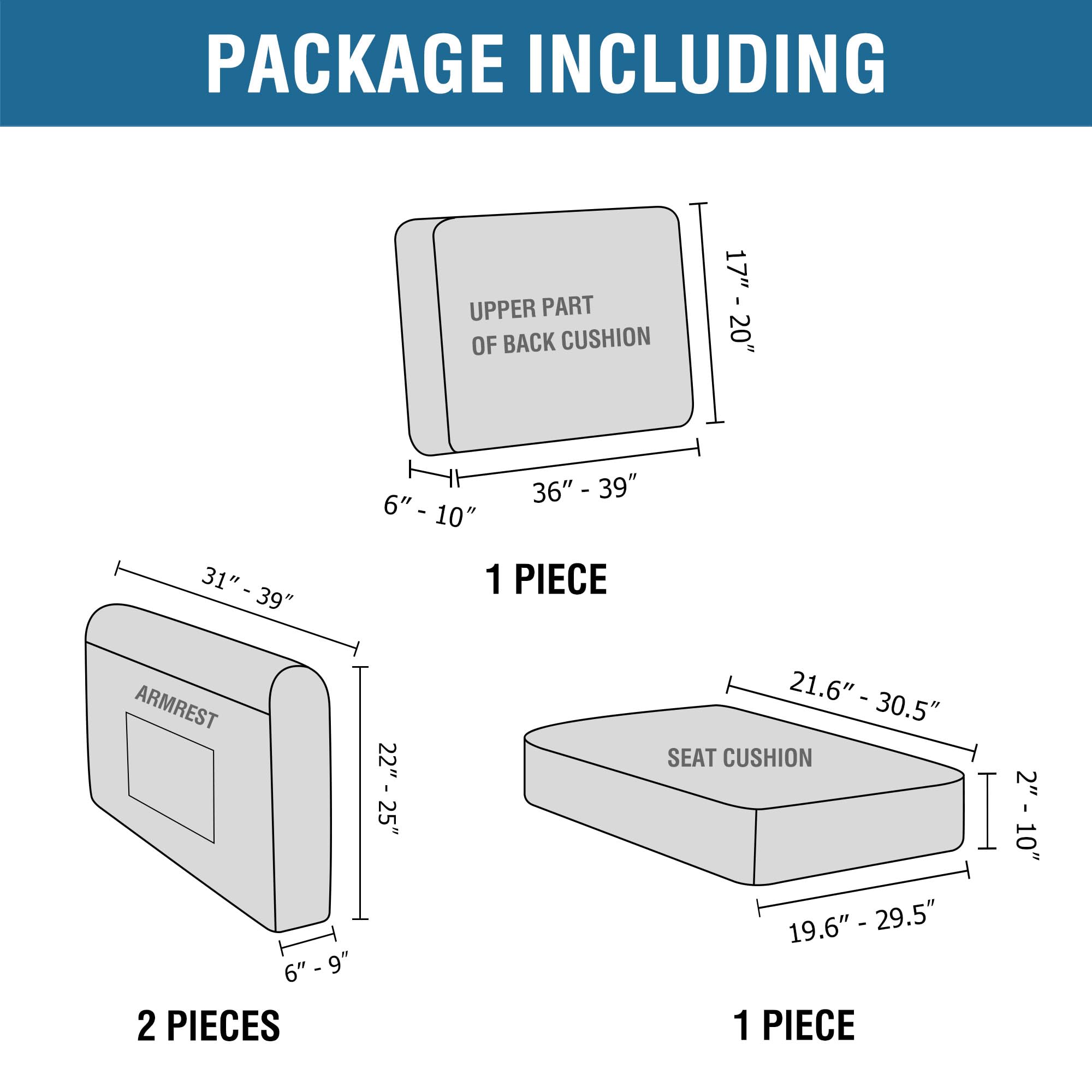 H.Versailtex 2024 New Trend Multi-Pieces Chair Covers Stretch Couch Covers Form Fitted Seat And Back Cushions Covers (1 Seat Cov