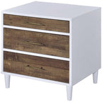 Acme Lurel Wooden Rectangular Nightstand in White and Weathered Oak