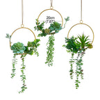 Swthony Artificial Succulents Wreath Set Of 3 Hanging Gold Geometric Garland Greenery Wreath Wall Decor For Wedding Party Nurser