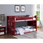 Acme Cargo Twin Over Twin Metal Bunk Bed with Ladder and Slat System in Red