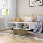 vidaXL Coffee Table White and Sonoma Oak 40.7"x19.7"x17.5" Engineered Wood