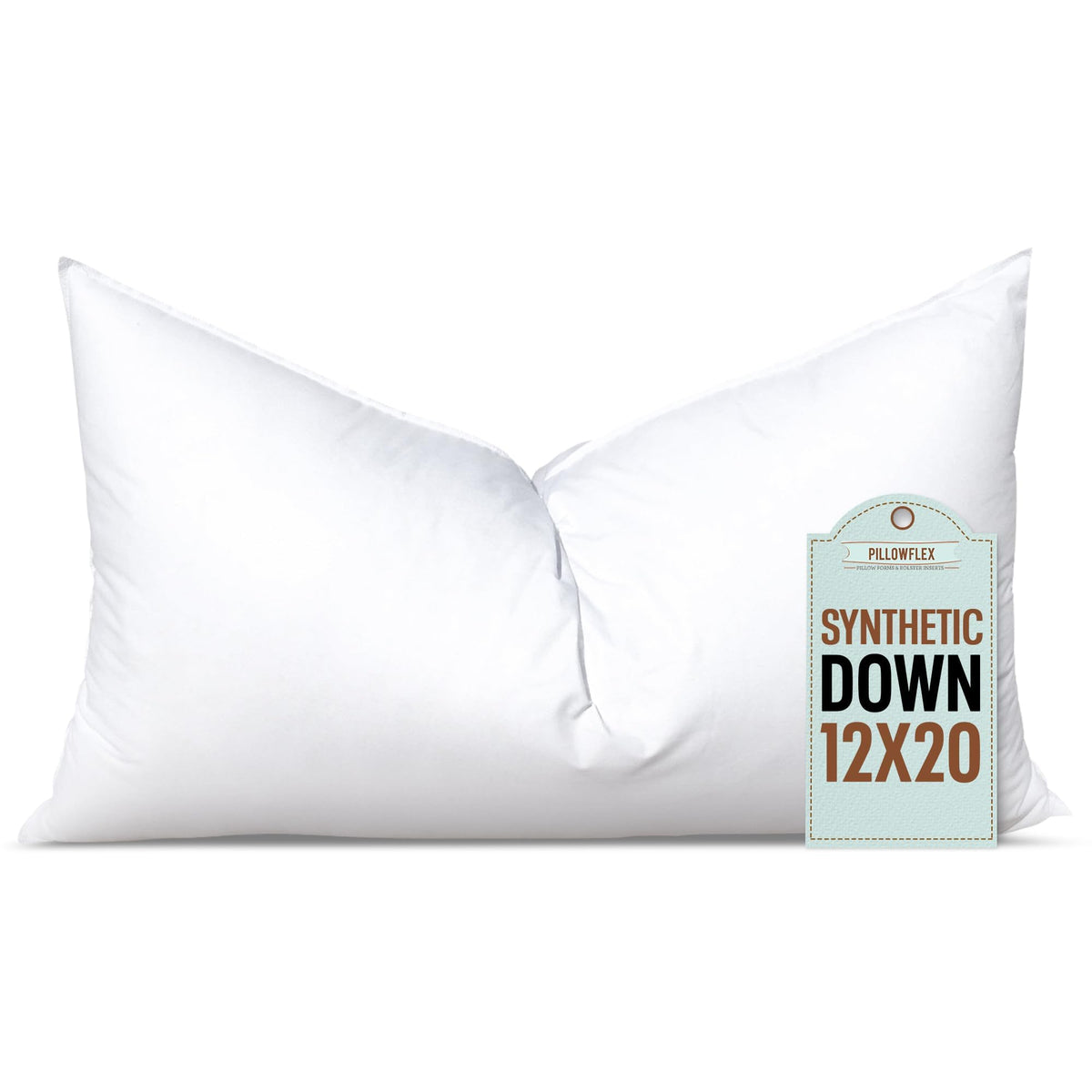 Pillowflex Synthetic Down Pillow Insert - 12X20 Down Alternative Pillow, Ultra Soft, Small Rectangle, Lumbar, Travel, Neck, Slee