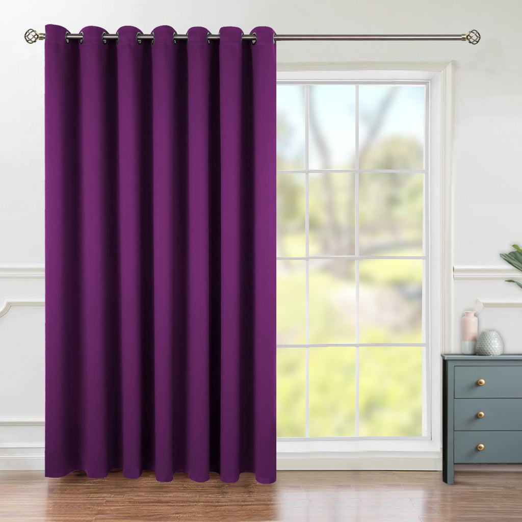 Bgment Fashion Sliding Door Curtain 100 X 96 Inches, Wide Thermal Blackout Curtains Room Darkening Room Divider Window Curtain, 1 Panel, Purple, 96 Length X Wide 100