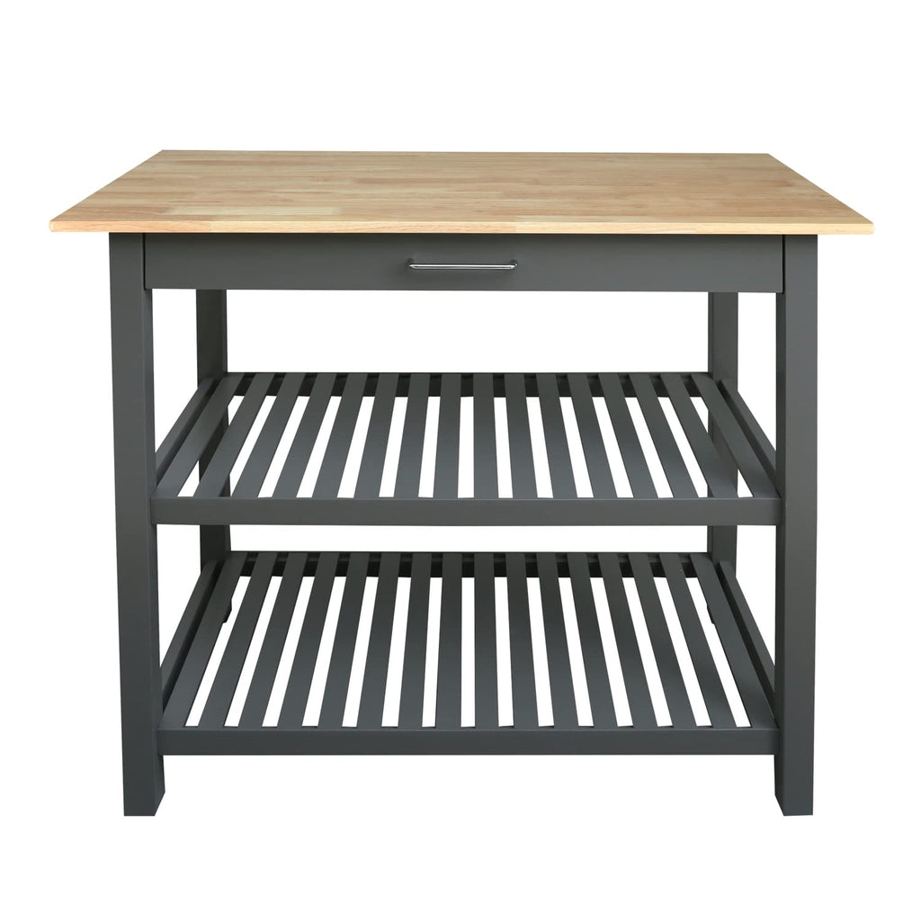 Casual Home Kitchen Island With Solid American Hardwood Top, Slate Gray, 40&Quot; W (373-932)
