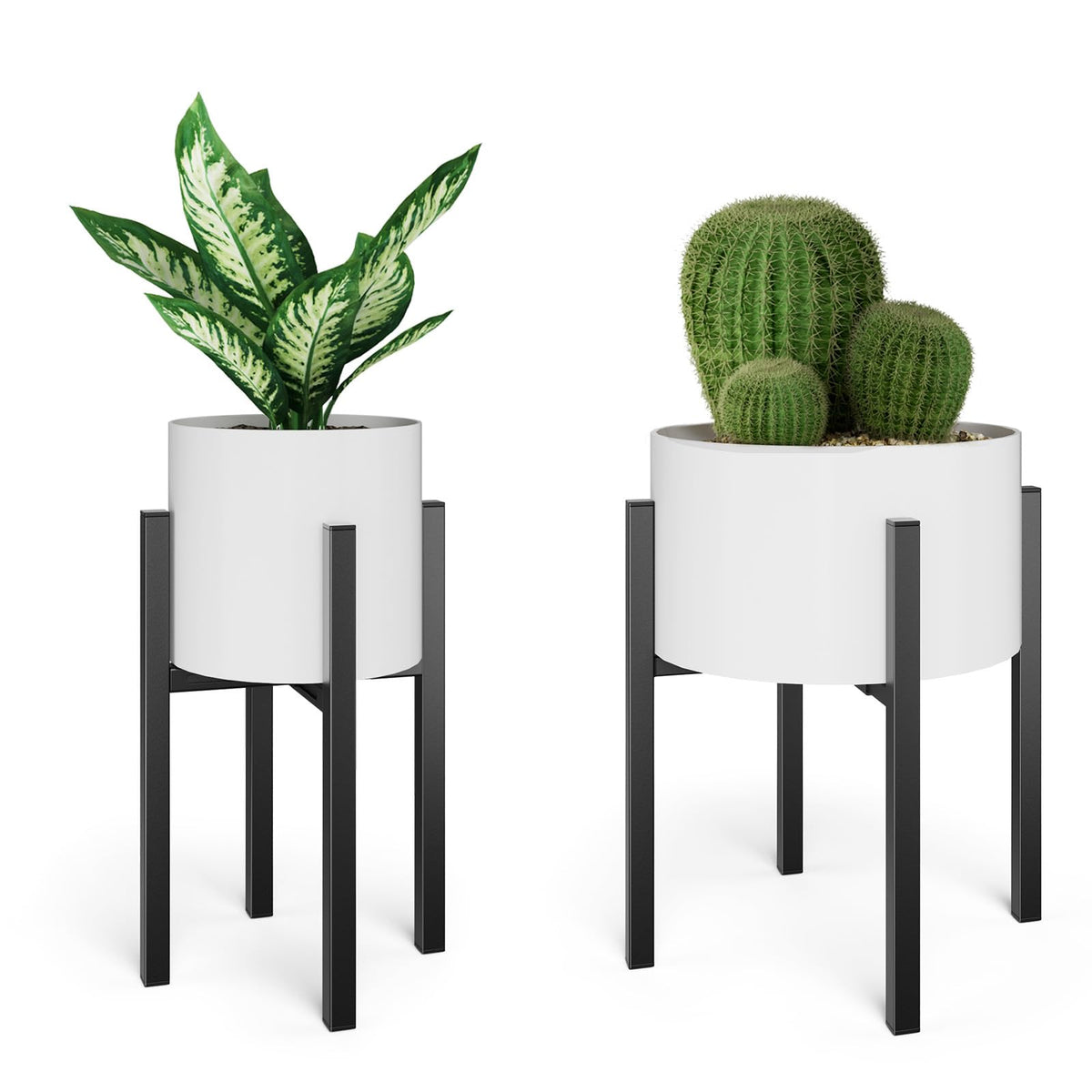 Mudeela 2 Pack Adjustable Metal Plant Stand Indoor & Outdoor, Indoor Plant Stands Fits 8-12 Inch Pots, Black Stand For Indoor Pl