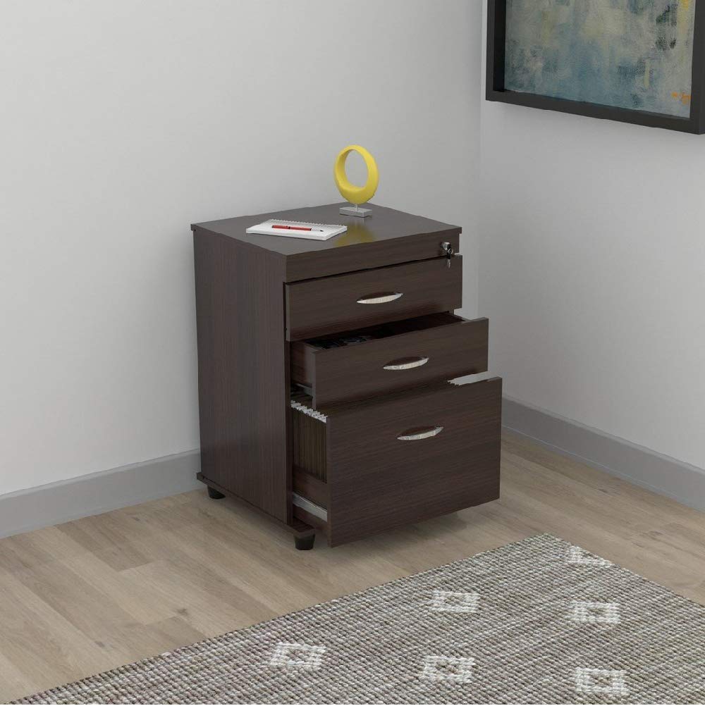 HomeRoots Office Three Drawer File - Melamine/Engineered Wood