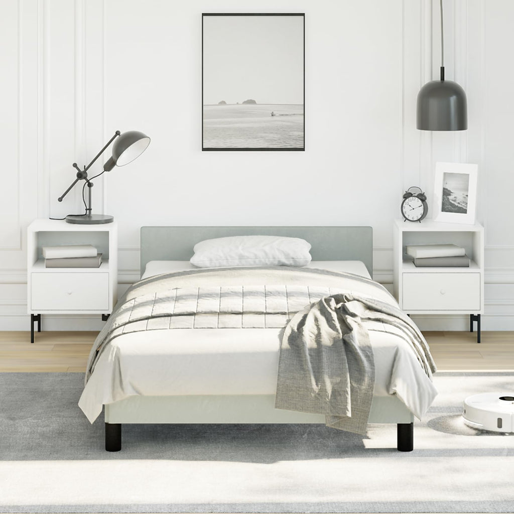 vidaXL Velvet Bed Frame Platform Bed, Scandinavian Style/Slats Support/No Box Spring Needed/Without Mattress/Easy Assembly, Light Grey Twin XL Bed