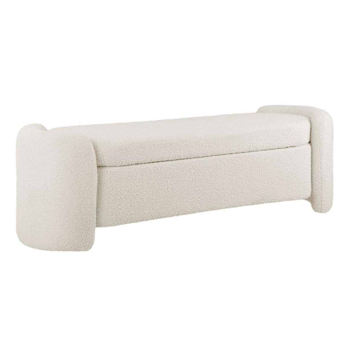 Modway Nebula Modern Style Wood And Boucle Upholstered Bench In Ivory