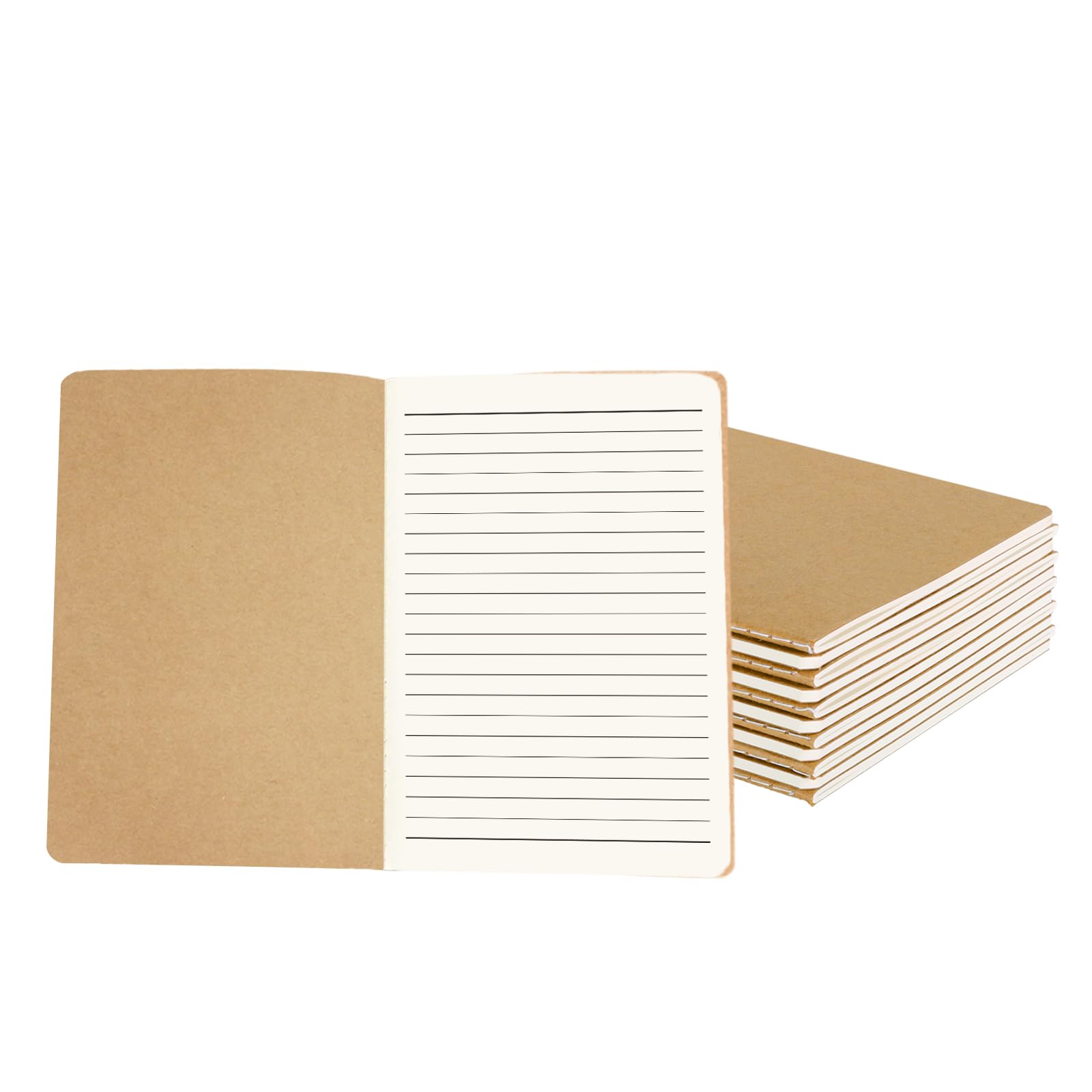 Zmybcpack 12 Pack Journal Notebook Kraft Brown Cover Lined Notebooks For Travelers, Students, Office - Memo Diary Subject Notebo