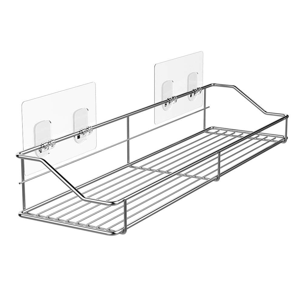 Orimade Bathroom Shelf Organizer Shower Caddy Storage Kitchen Rack with Traceless Transparent Adhesive No Drilling SUS304 Stainl