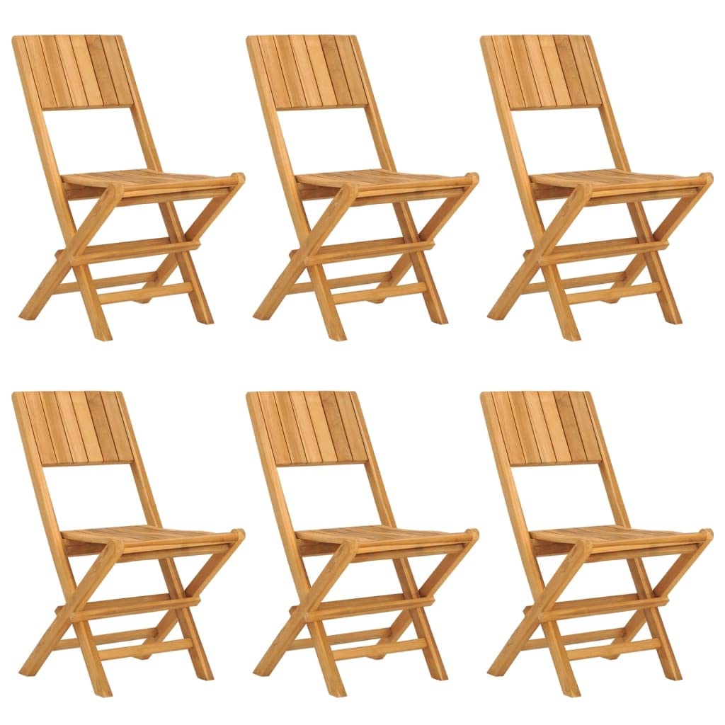 vidaXL Folding Patio Chairs Set of 6, Solid Wood Teak, Perfect for Garden and Outdoor Spaces, Scandinavian Style, Water-Resistant, Brown