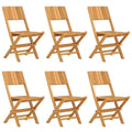 vidaXL Folding Patio Chairs Set of 6, Solid Wood Teak, Perfect for Garden and Outdoor Spaces, Scandinavian Style, Water-Resistant, Brown