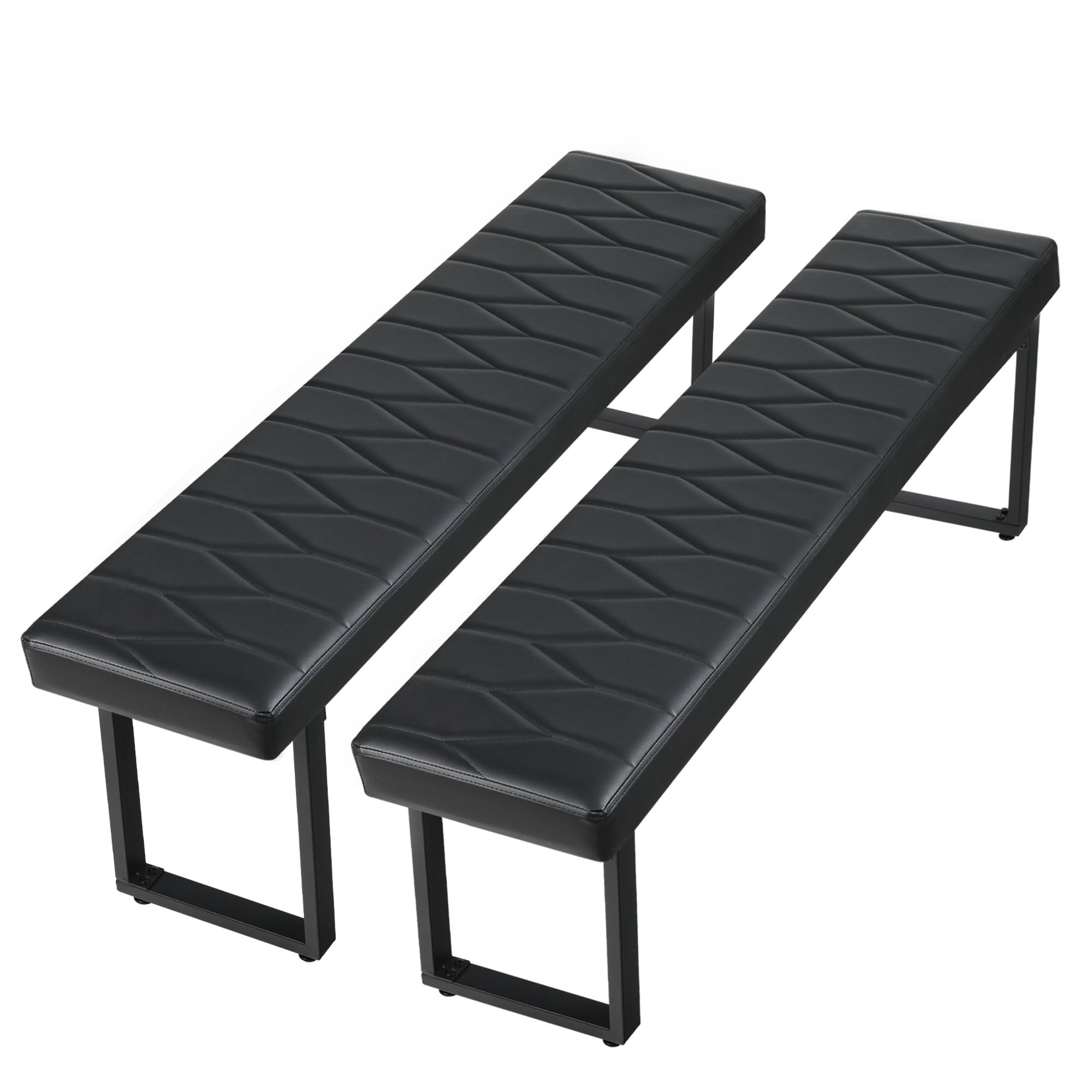STHOUYN 58    Padded Dining Table Bench Pair of 2 for 6-8 Person, Faux Leather Indoor Cushioned Extra Long Bench for Dining Room