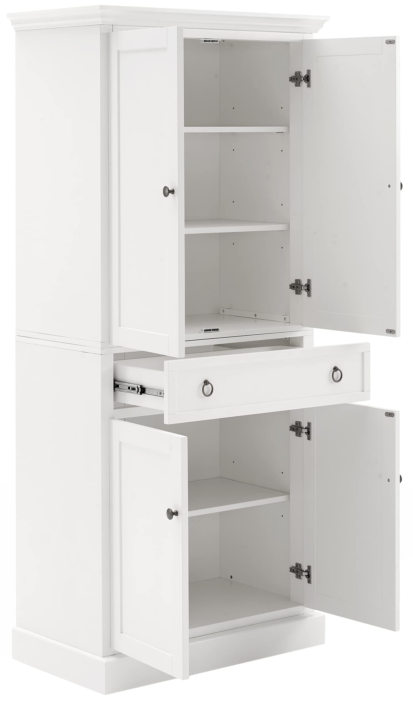Crosley Furniture Winston Pantry Storage Cabinet With Shelves, Kitchen, Dining, Or Laundry Room, White