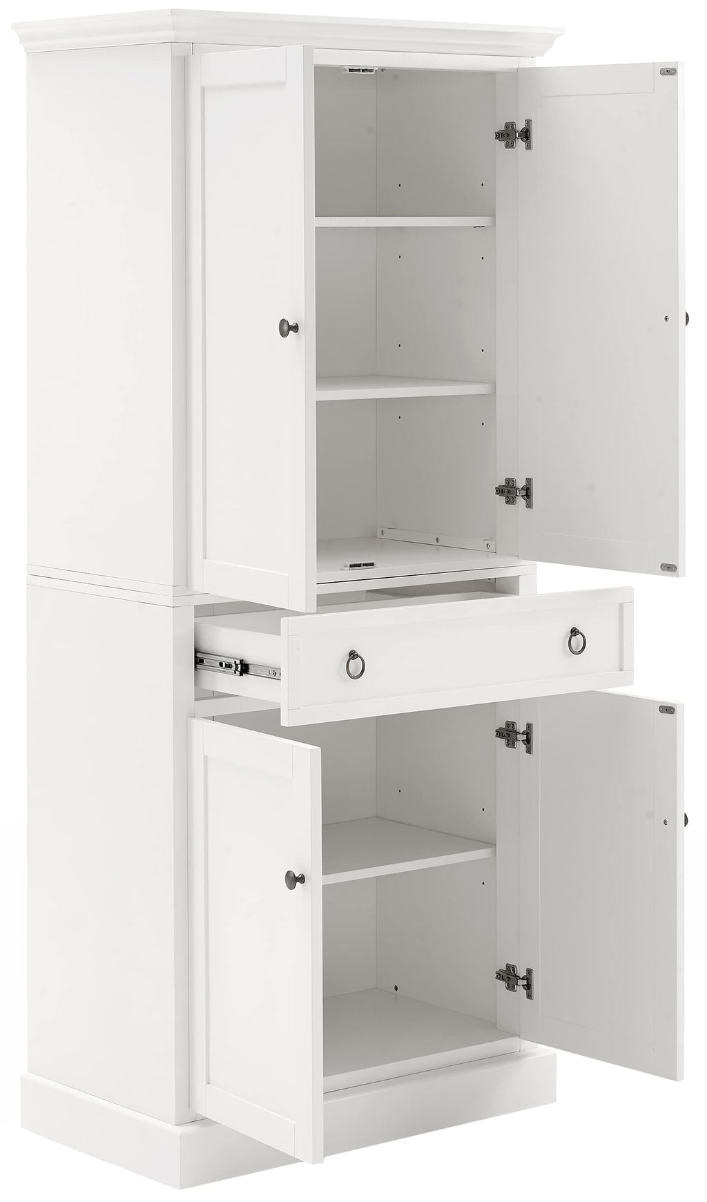 Crosley Furniture Winston Pantry Storage Cabinet With Shelves, Kitchen, Dining, Or Laundry Room, White