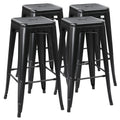 Yaheetech 30 Inches Metal Bar Stools, Set Of 4 Bar Height Backless Bartools, Indoor/Outdoor Stackable Kitchen Dining Chair, High Patio Furniture, Black