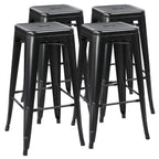 Yaheetech 30 Inches Metal Bar Stools, Set Of 4 Bar Height Backless Bartools, Indoor/Outdoor Stackable Kitchen Dining Chair, High Patio Furniture, Black
