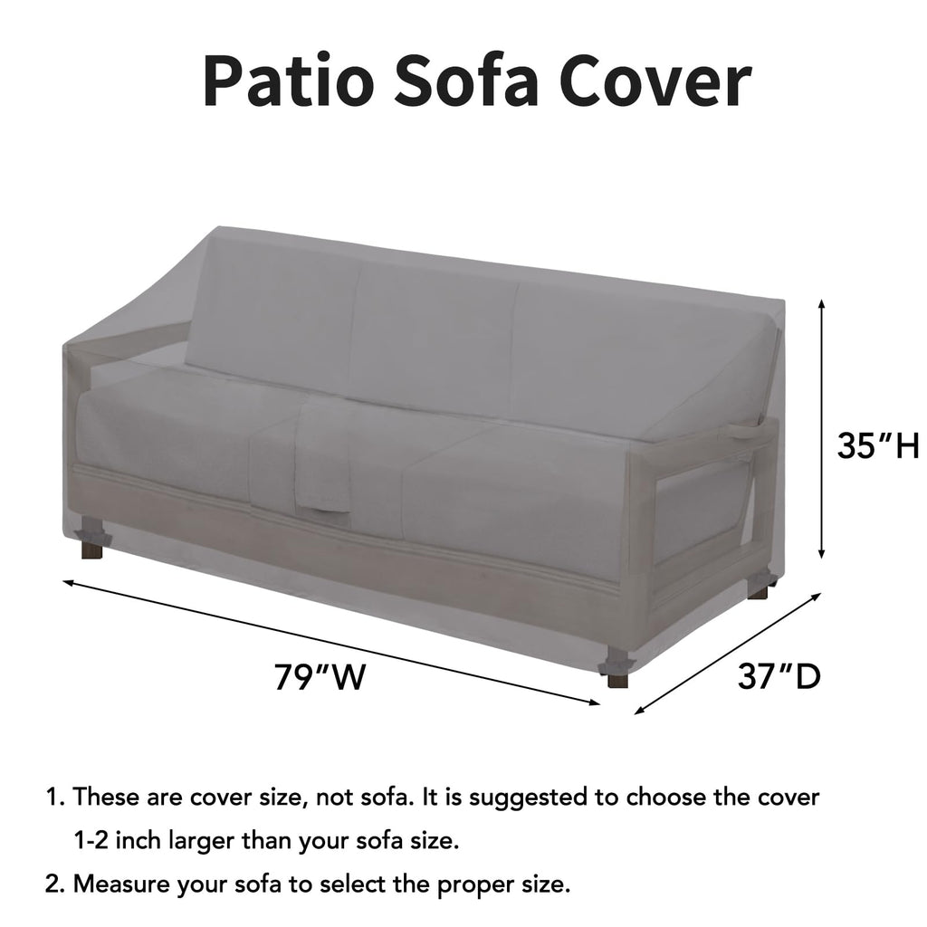 Easy-Going Waterproof Patio Sofa Cover Uv Resistant 3 Seater Outdoor Sofa Cover Weatherproof Lawn Patio Furniture Cover With Tape Sealed Seam (79Wx37Dx35H Inch, Grey)