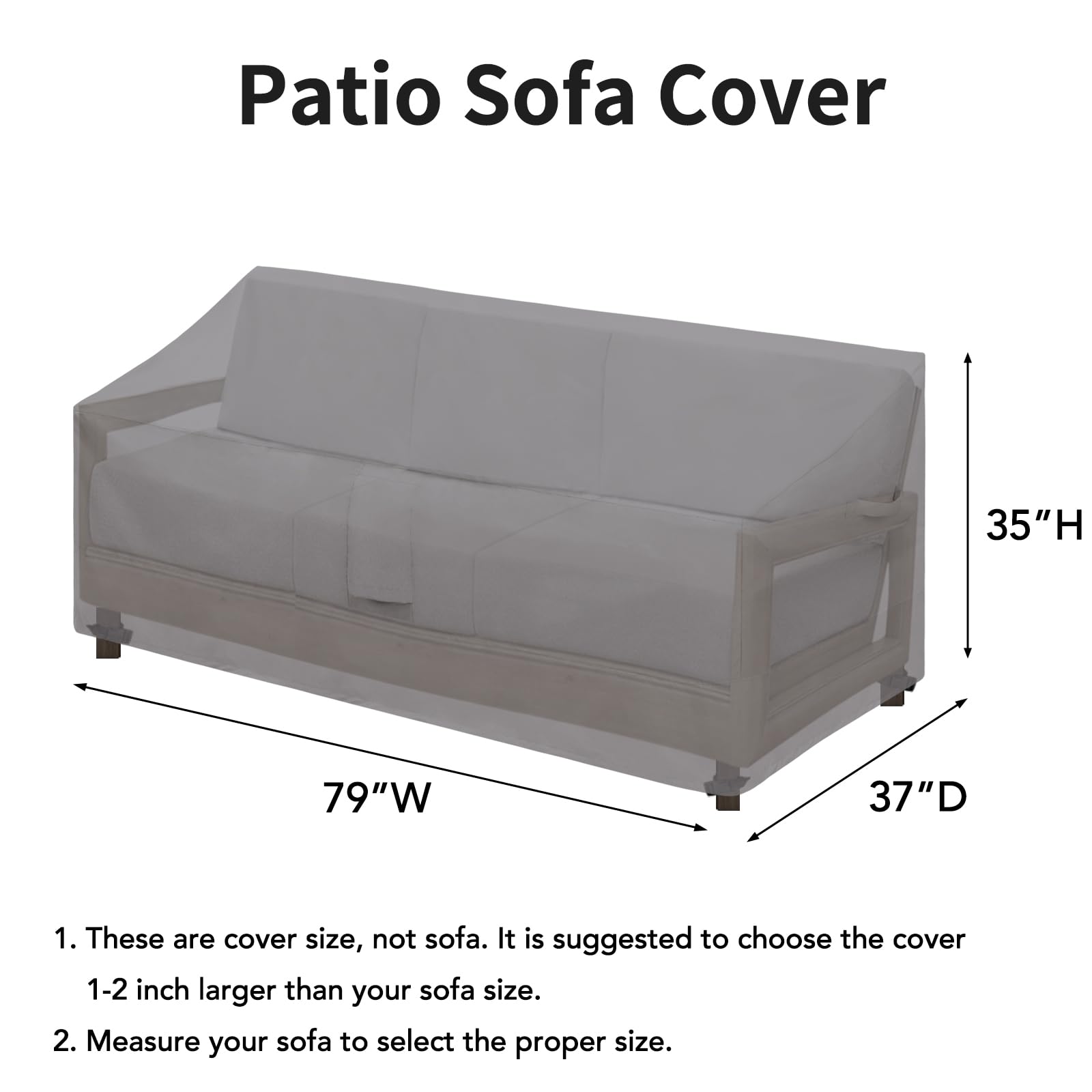 Easy-Going Waterproof Patio Sofa Cover Uv Resistant 3 Seater Outdoor Sofa Cover Weatherproof Lawn Patio Furniture Cover With Tape Sealed Seam (79Wx37Dx35H Inch, Grey)