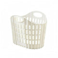 ECOMISTIQ Perforated Foldable Laundry Basket OpenTop Collapsible Laundry Hamper Oval Handles, White, Xs