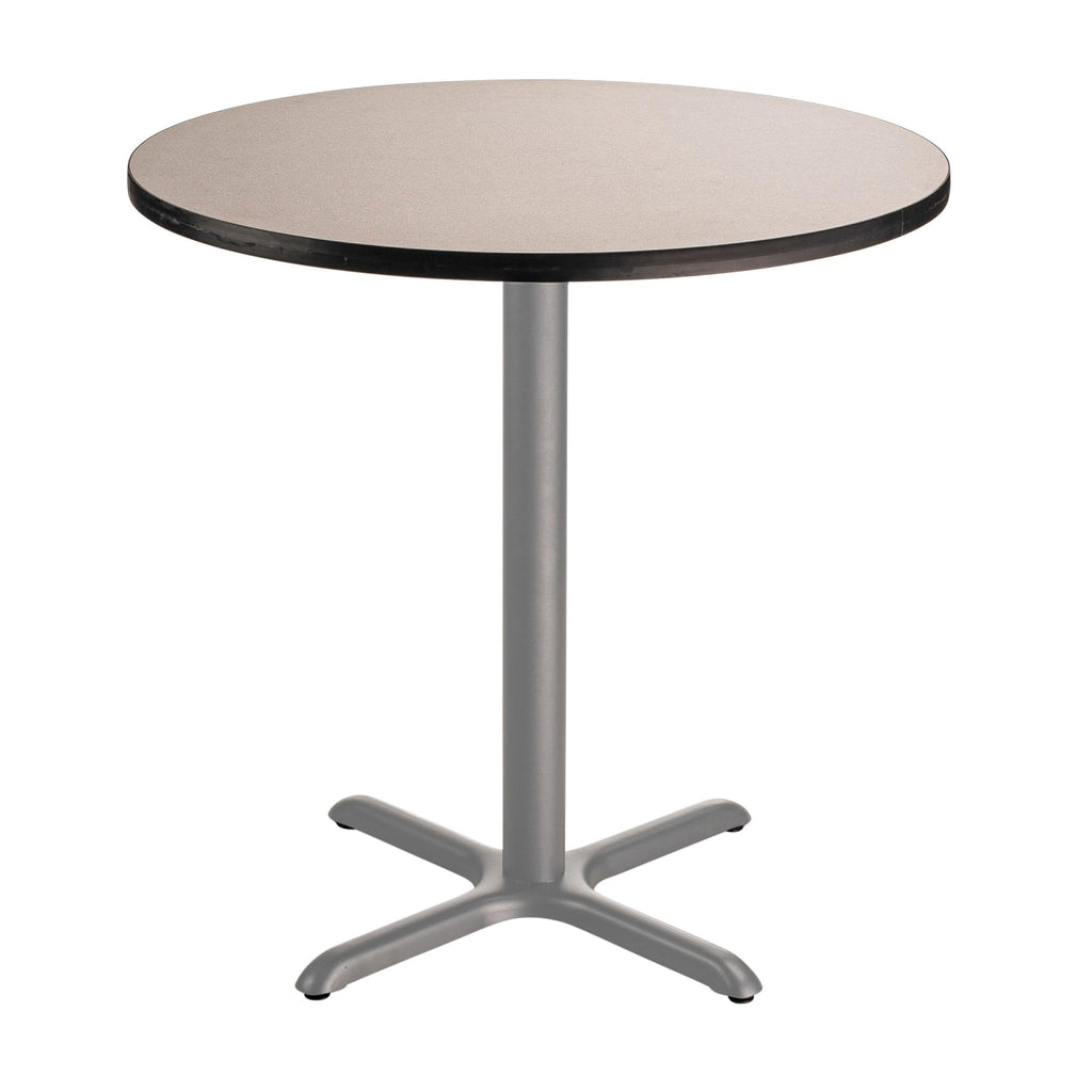 National Public Seating Nps 36&Quot; Round Cafe Table With X Base, 36&Quot; Height, Particleboard Core/T-Mold, Grey Nebula Top, Grey Frame