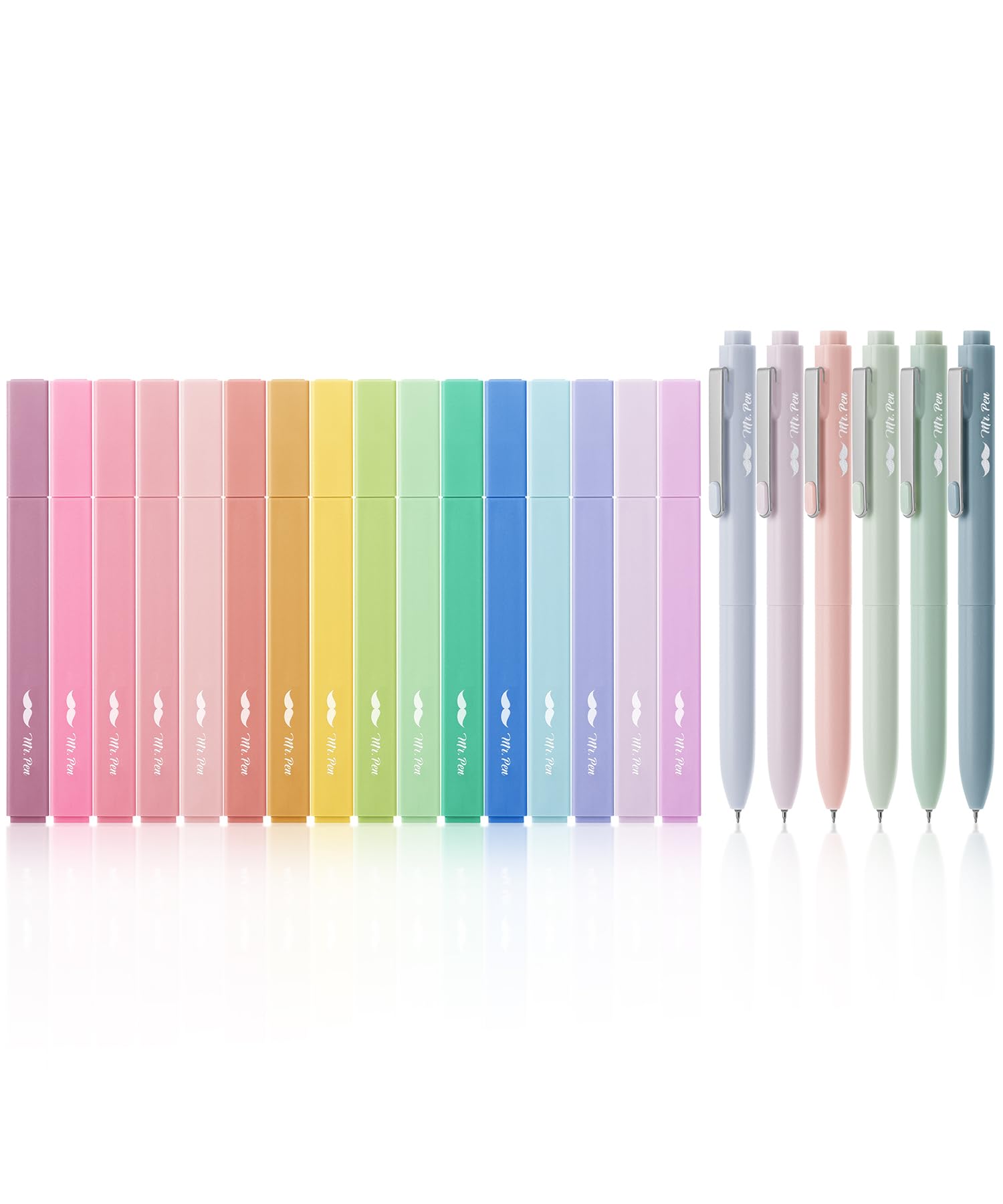 Mr. Pen- Aesthetic Highlighters And Gel Pens, 22 Pack, Assorted Colors Bible Highlighters No Bleed, Black Ink Gel Pens, Cute Hig