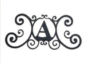 Bookishbunny Monogram Initial Letter A-Z Wrought Iron Metal Scrolled Door Wall Decoration Plaque Art, 24 x 11 inch 2mm Thick (A)