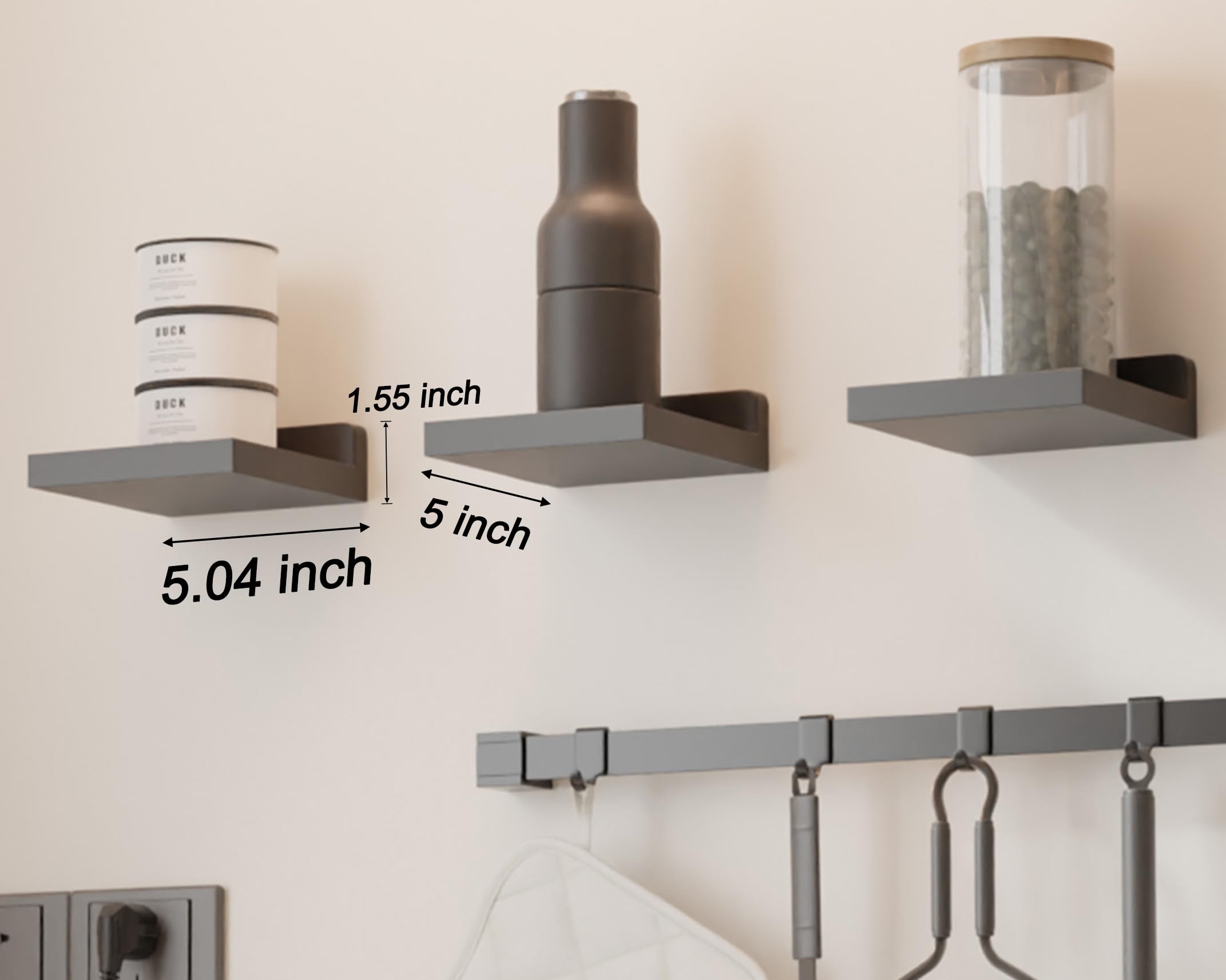 Qsqueen Small Floating Shelves Mini Shelves Hanging Display 5 Inch Wall Shelf For Bathroom Livingroom Bedroom,3 Pack, With 2 Types Of Installation, Great For Room Decor