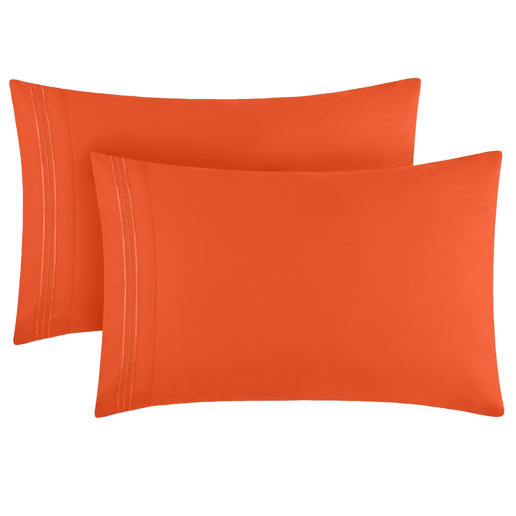 Mellanni Pillow Cases - 2 Pc Iconic Collection Pillowcases - Luxury, Extra Soft, Cooling Pillow Covers - Envelope Closure (Standard/Queen 20' X 30', Poppy Orange)