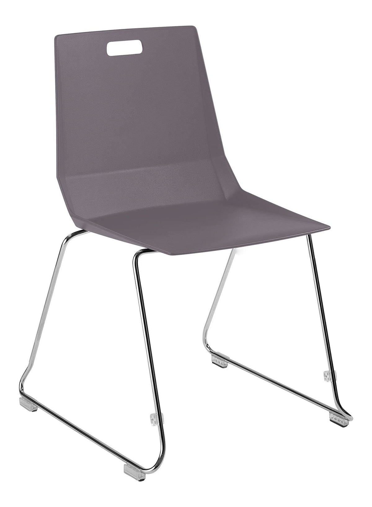 National Public Seating Nps Luvraflex Stack Chair With Charcoal Polypropylene Back/Seat, Chrome Frame